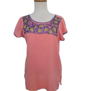 New Handmade Mexican Peasant Embroidered Artisan Blouse Top Large Cottagecore